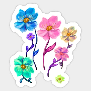 Flowers colorful pastel colourful spring time flower aesthetic for Nature lovers and Gardeners Sticker